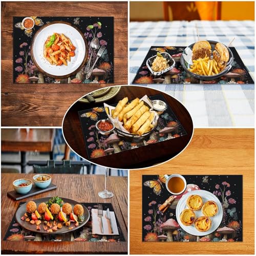 Set de table lavable en PVC noir décoration de table repas lot de 4 - 6