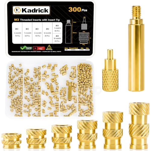 Image of KADRICK 300PCS M3 Heat Set Inserts Kit,M3*(3mm-10mm)*4.5mm with Insert Tip
