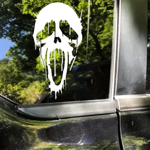 ZUKHL 2pcs Ghost Horror Stickers 3.74x7.09 Suitable for Car Windows Bumper Laptops Glass Walls Waterproof Exterior Car Accessories Funny Halloween Decoration Decals #2BZ403 (White)