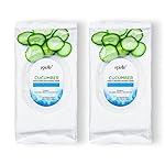 Epielle Cucumber Makeup Remover Wipes, Gentle Daily Facial Cleanser Towelettes, Remove Dirt, Oil & Waterproof Mascara, Stocking Stuffers, 60 Count (Pack of 2)