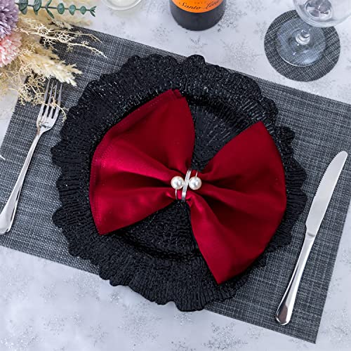 Jrhcgh 13" Round Black Charger Plates Set Of 6, Plastic Reef Chargers For Dinner Plates, Wedding Supplies For All Holidays (Black) #TOP1