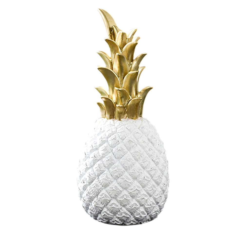 BSTCAR Nordic Modern Decor Resin Pineapple Ornament, Home/Desk Decor in White, Black, Golden