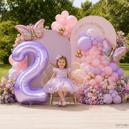 Image of KatchOn Light Purple 2 Balloons, 40 Inch Lilac Helium Mylar Foil Number 0-9