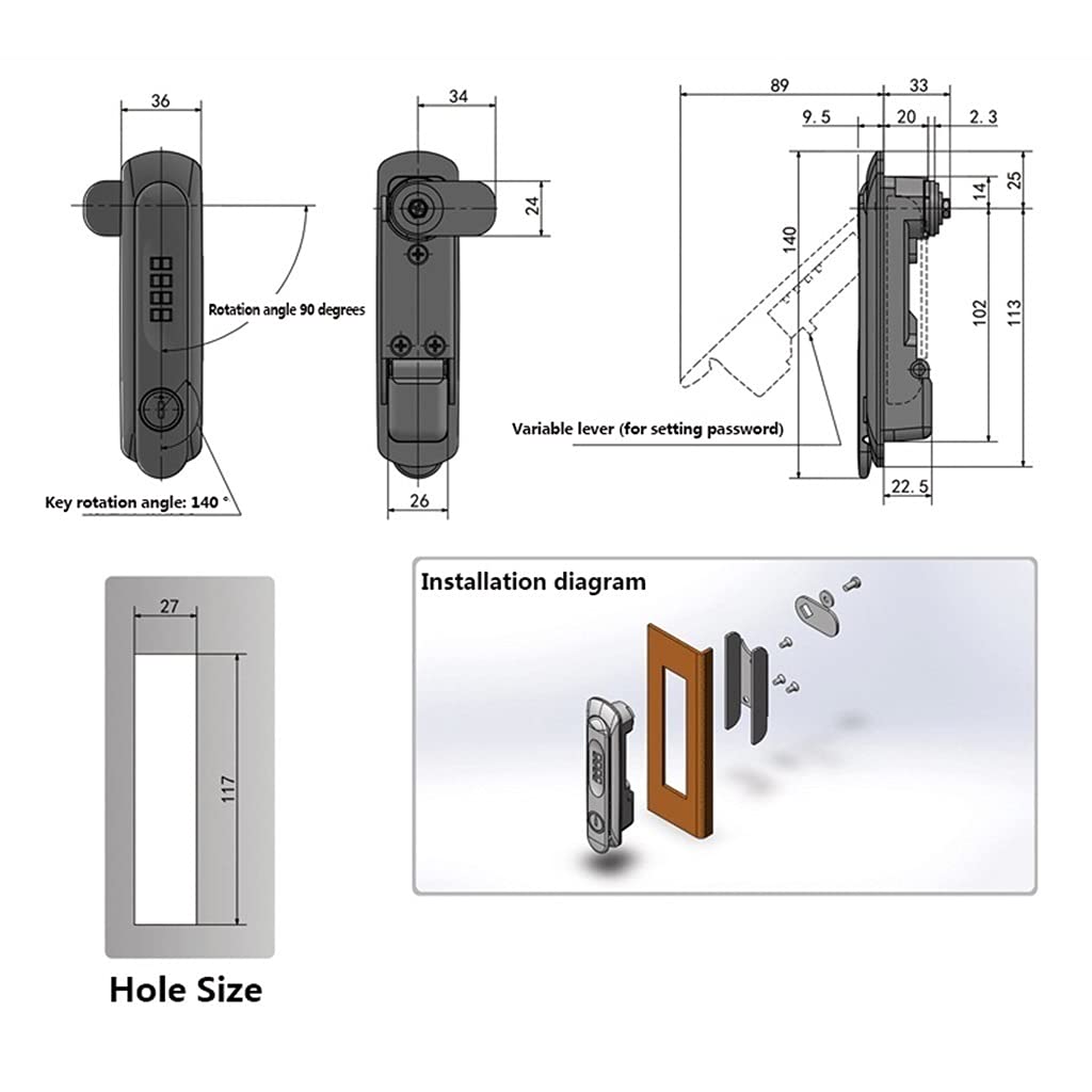 Mecanismo de bloqueo, cerradura de seguridad industrial de aleación de zinc para armarios y puertas, protección de contraseña de gama alta
