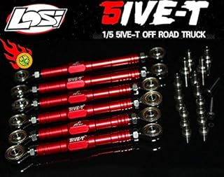 GTBRacing CNC Aluminum Front Rear Suspension and Steering Turnbuckle Tie Rod Set for 1/5 RC Car Losi 5ive-t 5T Upgrade Part (Red)
