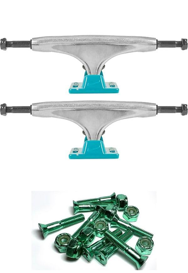 Tensor Trucks Alloy Polished/Aqua Skateboard Trucks - 5.0