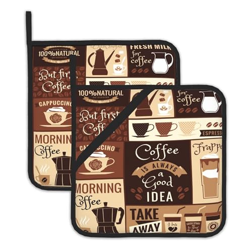 2PCS-Brown-Coffee-Pot-Holder-with-LoopVintage-Latte-Heat-Resistant-Oven-Pads-Hot-Pat-for-Kitchen-Cooking-Baking-Food 2PCS Brown Coffee Pot Holder with LoopVintage Latte Heat Resistant Oven Pads Hot Pat for Kitchen Cooking Baking Food