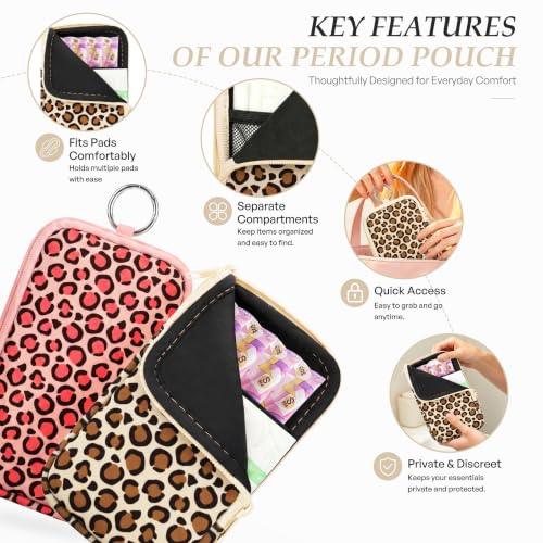Image of KJQJLY 2 Pack Portable Tampon Organizer Bag Tampon Holder & Storage Case with Zipper for Travel, Discreet Period Bag for Purse, Waterproof Feminine Products Pouch for Women (Leopard Print)