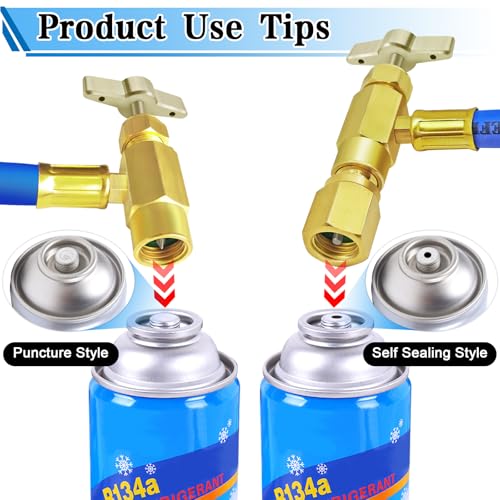 Image of Refrigerator Freon Recharge Kit, R134a Refrigerant Recharge Kit, Fridge Recharge Kit, with 1 BPV31 Bullet Piercing Tap Valve, 1 R134a Self-Sealing Adapter, for Home AC Refrigerant System