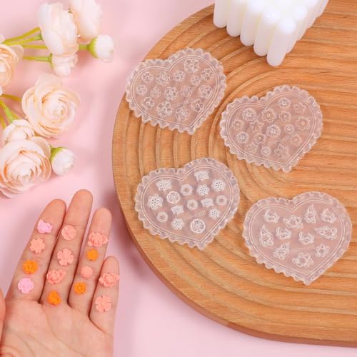 Quhoxdye 4 Pcs Molds, Polymer Clay Molds Silicone Molds, Flower,Butterfly,Rose & Leaf Air Dry Molds, Reusable High-Temp Jewelry Making for Earrings with for Jewelry Earrings (Style Flower 2)