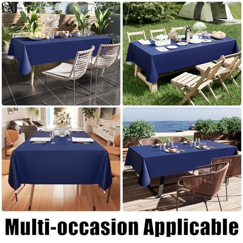 Image of Smiry Rectangle Table Cloth 54x78 Inch, Waterproof Wipeable Vinyl Tablecloths Protector, Oil Spill Proof Plastic Table Cover for Dining, Picnic, Camping, Outdoor, Navy