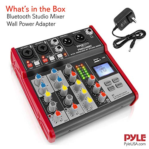 Pyle - Pro Studio Audio Sound Mixer Board - 4 Channel Bluetooth Compatible Professional Portable Digital Dj Mixing Console W/ Usb Mixer Audio Interface - Mixing Boards For Studio Recording -Pmxu48Bt #TOP7
