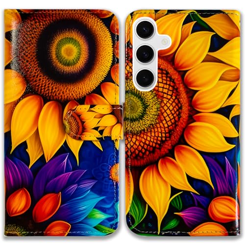 Housse Samsung Galaxy A36 5G jaune tournesol avec porte-carte et support