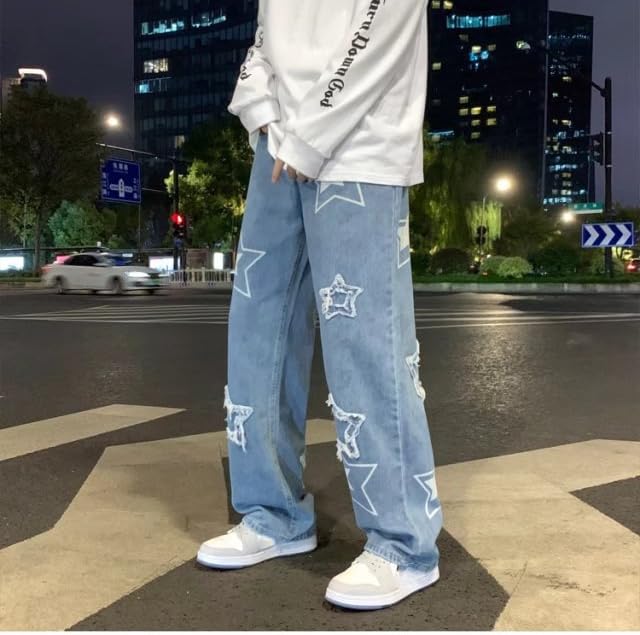 Vintage Jeans for Women Harajuku Y2K Star Baggy Jeans Gothic Straight Leg Jeans Causal Pants Hip Hop Streetwear2