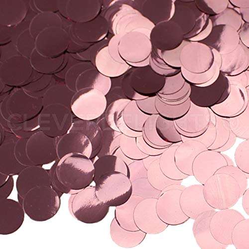 Confettis ronds rose métallisé pour décoration de table anniversaire et mariage