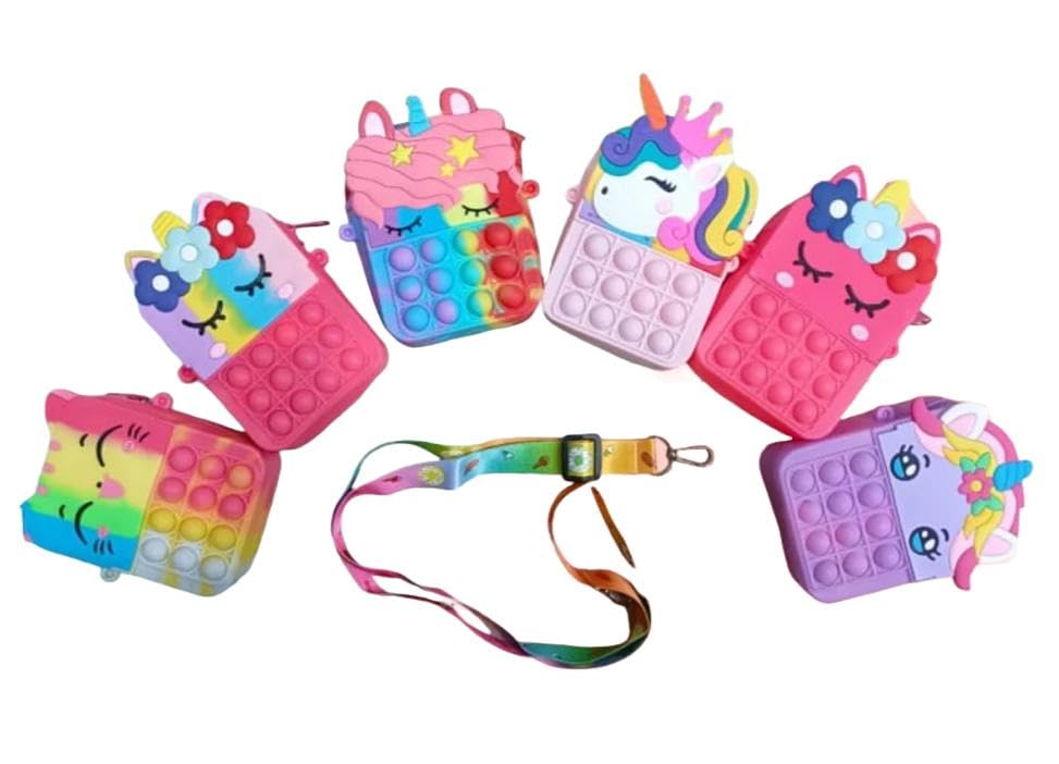 Pack of 6 Popit Sling Bag I Christmas and Birthday Return Gifts for Girls | Popit Sling Bag for kanjak at Wholesale Price I Mixed Design and Colour (Multicolour) (B0CXLXV41R) Amazon Price History, Amazon Price Tracker