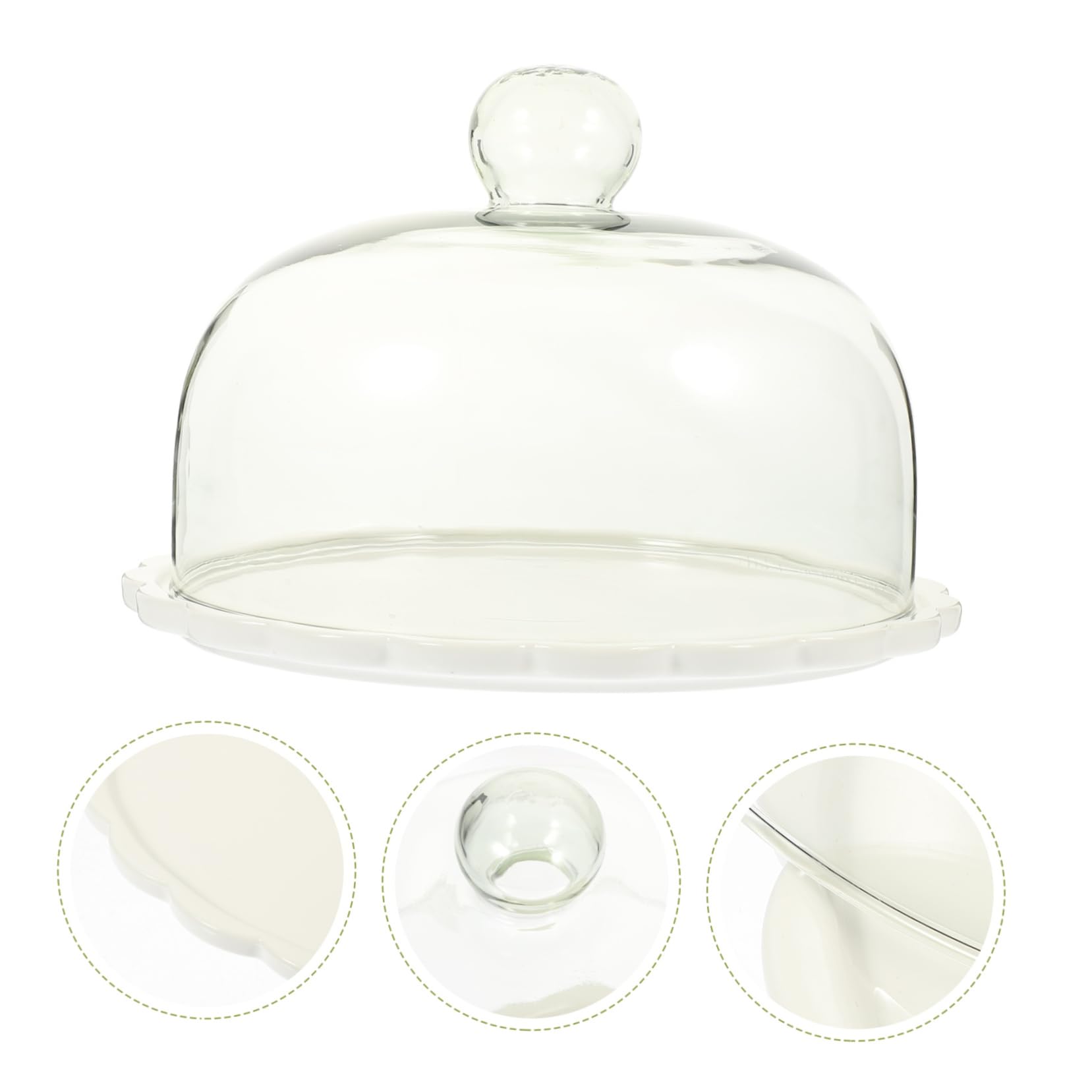 1 set di copertura in vetro per torte a cupola in vetro per formaggio a cupola in vetro per torta a cupola con fiori per burro, vassoio a cupola, vassoio per dessert, server per torte, supporto per