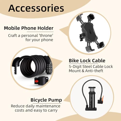 Image of VARUN Electric Bike for Adults - 500W Electric Bicycle Up to 40Miles, 48V Removable Battery, Shock Absorber, 7-Speed and Dual Disc Brakes,Stylish 26 inch Cruiser E-Bike Suitable for Commuting