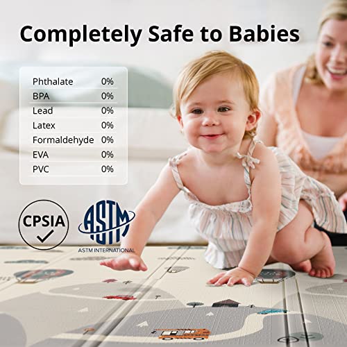 Uanlauo Foldable Baby Play Mat, Extra Large Waterproof Activity Playmats For Babies,Toddlers, Infants, Play & Tummy Time, Foam Baby Mat For Floor With Travel Bag (Balloon(79X71X0.6Inch)) #TOP1