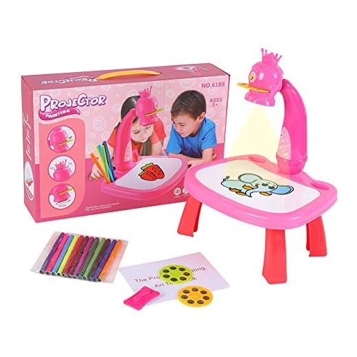 STWM Projector Painting Set for Kids, Child Trace and Draw Projector Toy Learn to Draw Playset for Toddlers, Graffiti Children Projection Drawing Board, Kids Projector Table Toys Drawing Board for 3+