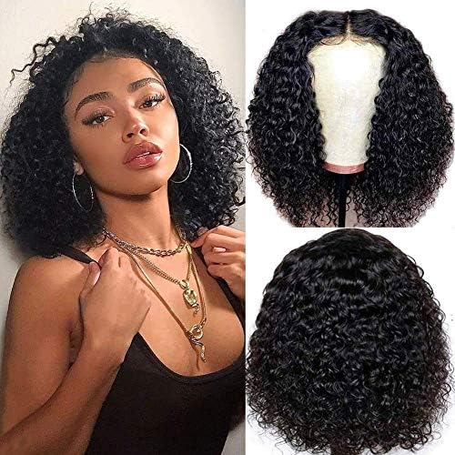 4x4 Lace Front Kinky Curly Wig Afro Curly Frontal Closure Human Hair Wigs for Women 180% Density Glueless Wig Pre Plucked With Baby Hair 10Inch