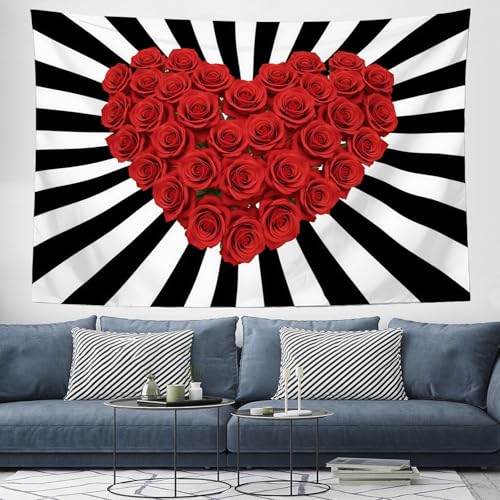 Tapisserie murale style rétro romantique rouge grand format artistique