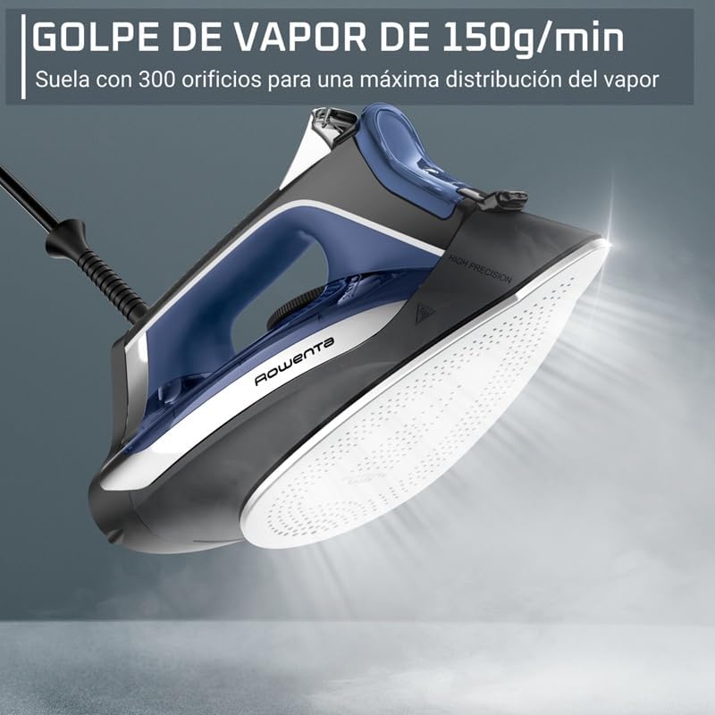 Rowenta Access Steam - Plancha vapor 2500 W, golpe 140 g/min y vapor continuo de 40g/min, suela Microsteam 300, punta precisa, sistema antical y protección antigoteo, azul, DW4301 - Imagen 3