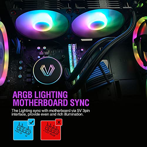 Vetroo V240 Liquid CPU Cooler for Gaming Console 240mm Addressable RGB & PWM Pump & Fans 250W TDP AIO Water Cooler w/Controller Hub for Intel LGA 1700/1200/115X AMD AM5/AM4 - Image 4