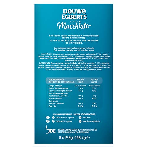 Douwe Egberts Oploskoffie Latte Macchiato (80 Zakjes, Instant Koffie), 10 x 8 Zakjes - Afbeelding 3