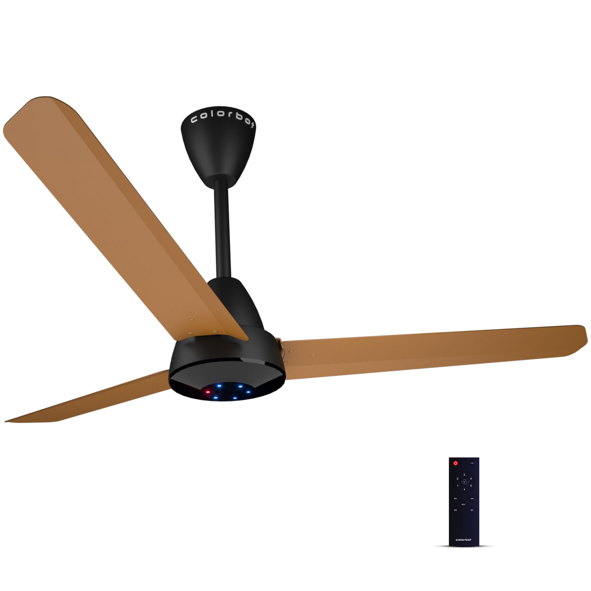 Colorbot Helix 1200 mm BEE 5 Star Rated BLDC Ceiling Fans with Remote Control | High Speed | Power Saver | 100% Copper Winding | Reverse Mode | 2+2 Year Warranty (Urban Oak)