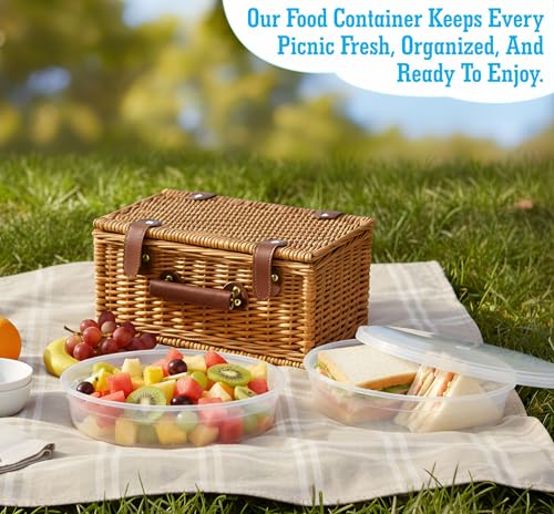 (Pack of 2) 2000ML Clear Round Plastic Containers with Airtight Lids Takeaway Food Storage Container Set for Food Prep Meal Fruit Salad & Bento Cake Boxes BPA Free Microwave Freezer Safe (2000ml) - Image 4