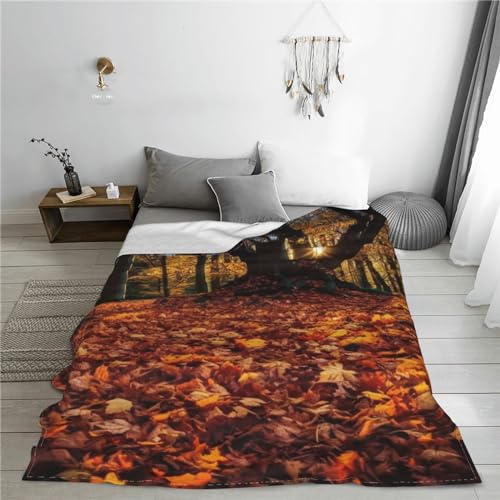 Couverture chaude pour canapé et lit : design feuilles mortes douces 152cm - 8