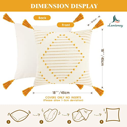 Boho Throw Pillow Covers Set Of 2 Soft Morocco Decorative Tufted Woven Neutral Accent Cushion Covers Farmhouse Square Tribal Textured Outdoor Home Decor Pillow Cases For Couch Bedroom Living Room #TOP5