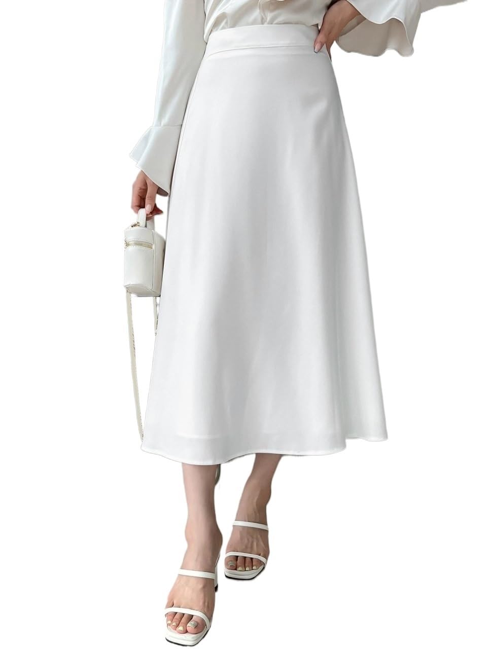 Womens Flowy Trendy Skirt High Waist Solid Skirt