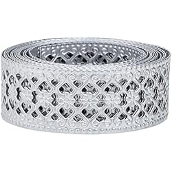 CraftyCrocodile Metal Ribbon for Decor Craft - Decorative Silver Trim for Crafting - 1 1/4