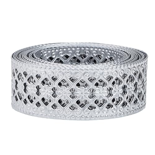 CraftyCrocodile Metal Ribbon for Decor Craft - Decorative Silver Trim for Crafting - 1 1/4