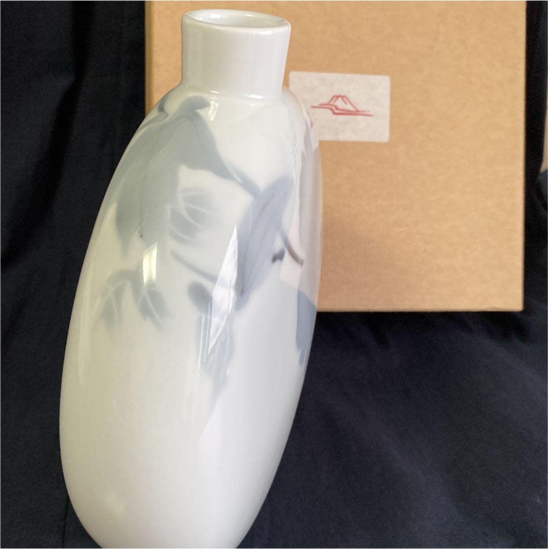 深川製磁 希少 淡光彩磁 花瓶 薄墨白牡丹 一輪挿し