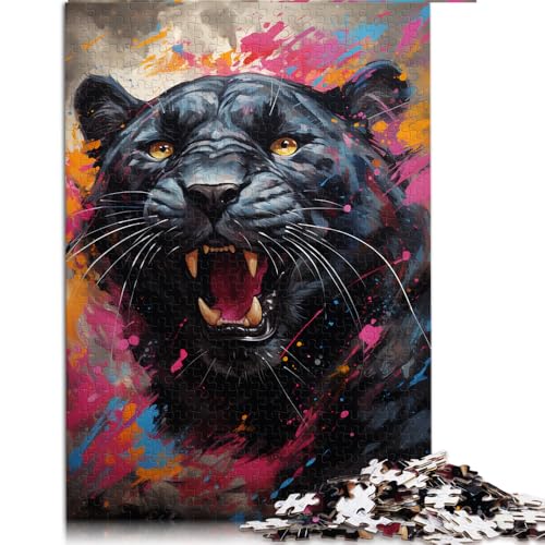 Rompecabezas de 1000/2000 piezas, rompecabezas de papel, adolescentes y niños, juguetes de juego for adultos, rompecabezas familiares, regalo(L25-painting of Colorful Black Panther,1000pcs(50x75)cm)