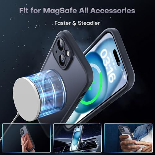 TOCOL for iPhone 15 Case, Compatible with MagSafe, Black - 2