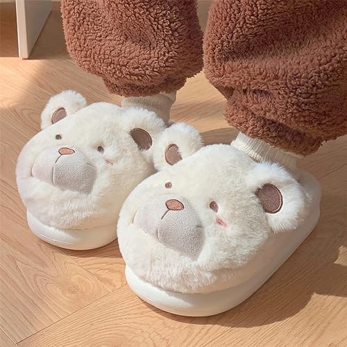 CEINOM Cute Cartoon Bear Fuzzy Slippers for Women Kawaii Warm House Slippers Memory foam Slippers Bedroom Shoes Indoor Outdoor2