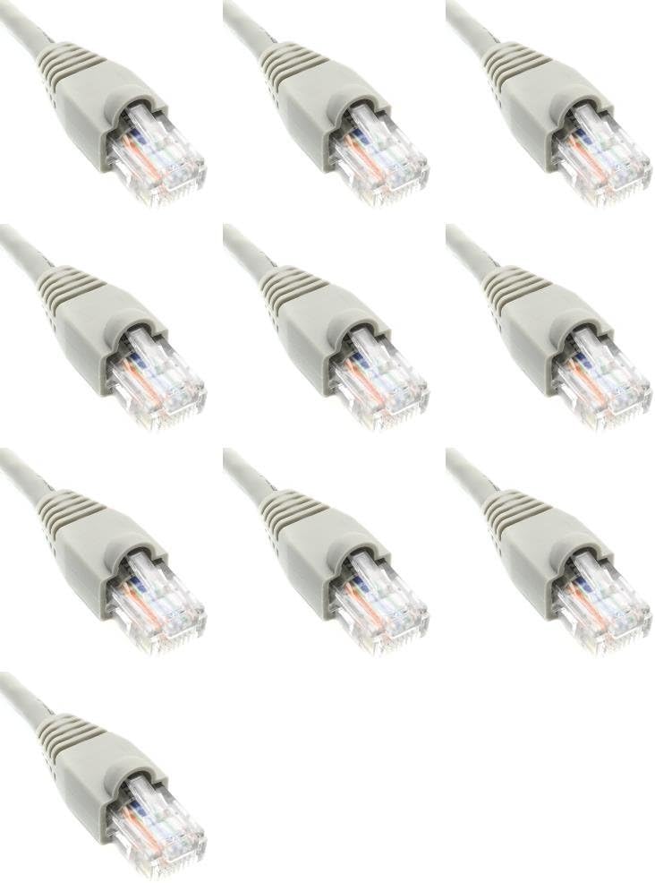 2 Feet Cat6 Slim Ethernet Network Patch Cables Mixed Colors RJ45 m/m (10 Pack)