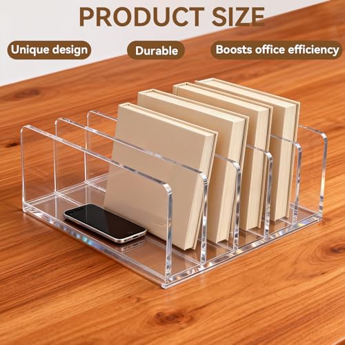 Briefablage Acryl Organizer, Schreibtisch Briefhalter 5 Fächer Transparent, Briefhalter Acryl Klar, Platzsparend, Briefständer Acryls für Büro Homeoffice Dokumentenorganisation, Pflegeleicht Stabil