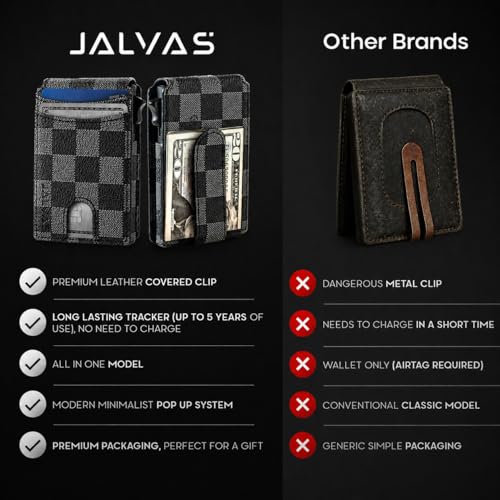 Image of Smart Wallet for Men with Tracker, Wallet Tracker Works with Apple Find My (iOS), No AirTag Needed, RFID Blocking Slim Wallet, Pop-Up Card Holder, Leather Money Clip, Not for Android.