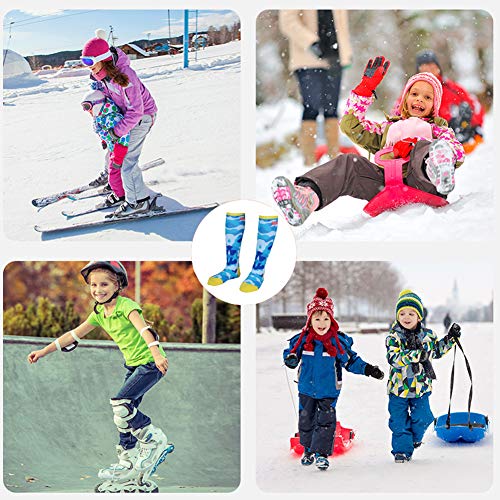 JTENG 2 Paar Kinder skisocken, Winter Ski Snowboard Skifahren Socken Hoche Leistungs Thermisch Warm, ideal für aktive Kinder – Bild 3