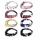 Dlala 8 Pack Boho Headbands for Women Girls Flower Printed Twisted Hair Band Beach Hair Accessory