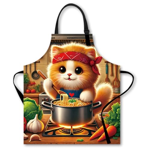 Image of Nuxovilar Cute Apron with Pockets, 26.77 * 30.7 Inches, Versatile for Meal Prep, Baking, Holiday Cooking