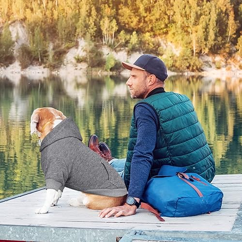 Dog Hoodie Dog Sweaters for Large Dogs Pet Sweater Solid Soft Brushed Fleece Pet Clothes Hoodie Sweatshirt with Pocket(Grey-L) - Image 7