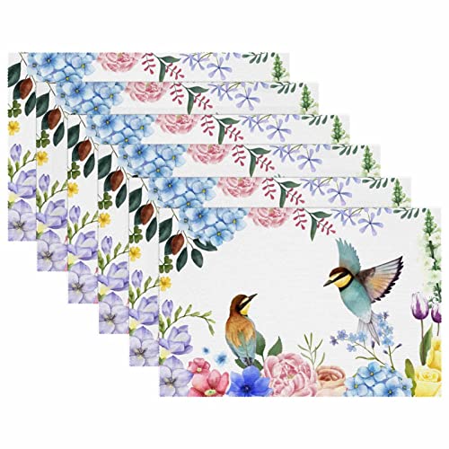 Set de table oiseau rectangulaire lavable 30x45 cm et protection table de cuisine