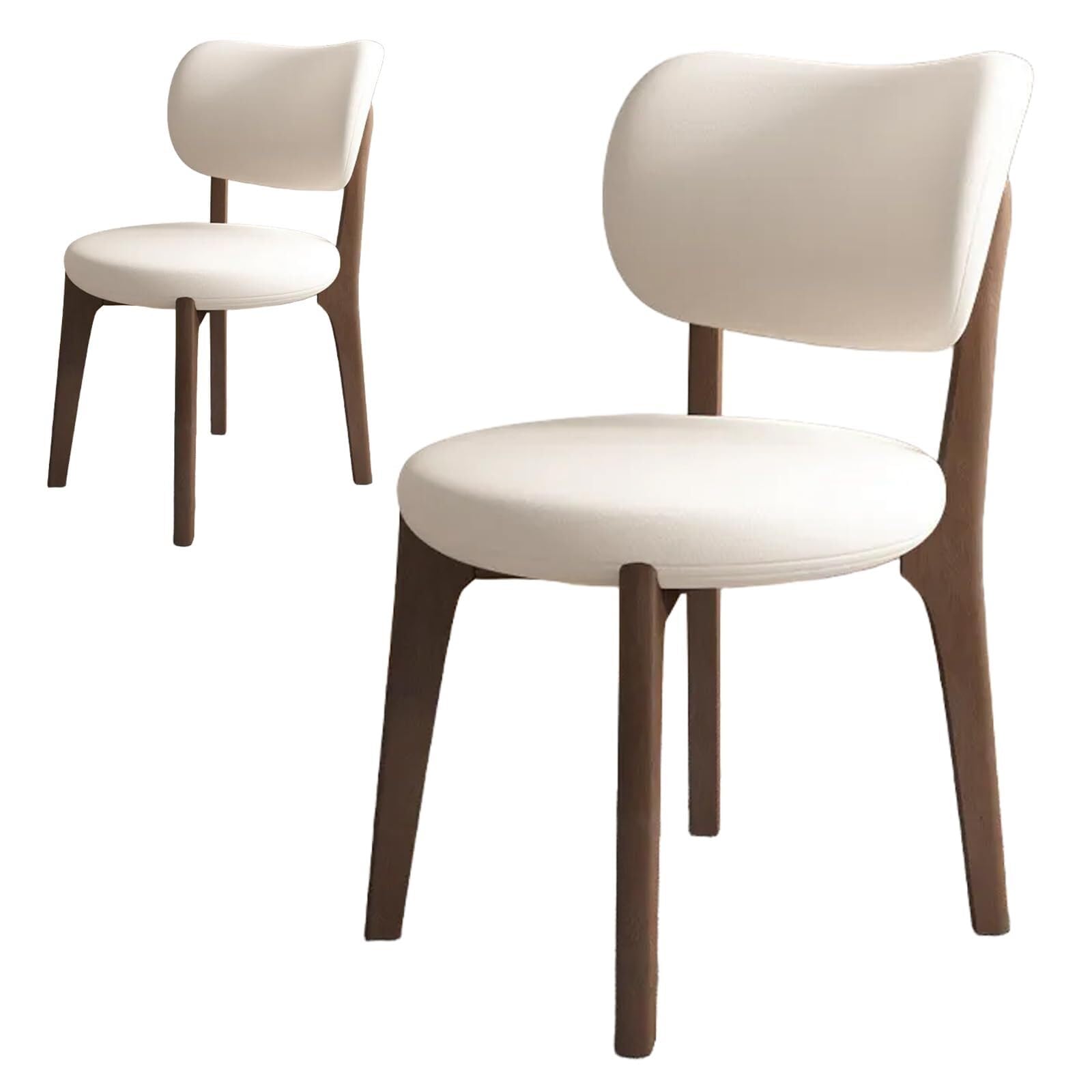 Chaises de salle à manger modernes en cuir coloris 9 avec pieds en bois massif | Lot de 2
