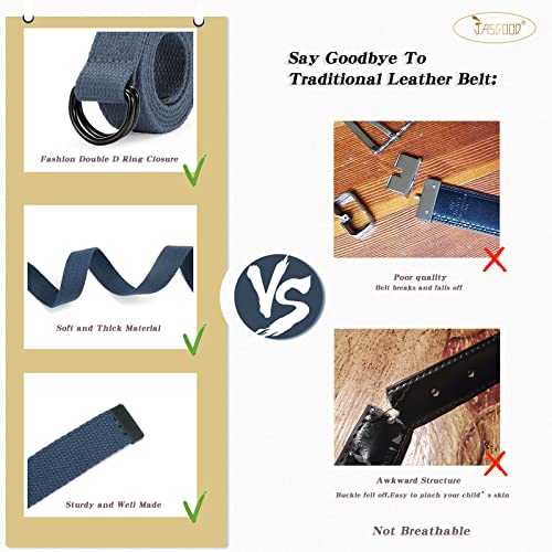JASGOOD Kids Canvas Belts for Boys Girls Double D-ring Buckle Web Strap Belt Uniform Baseball Unisex Waist Belt for Youth3